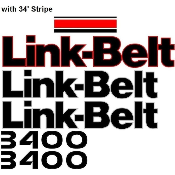 Aftermarket Link-Belt 3400 Excavator Decal Set with 34' of Stripe LB3400QTMWSDECALSET - main